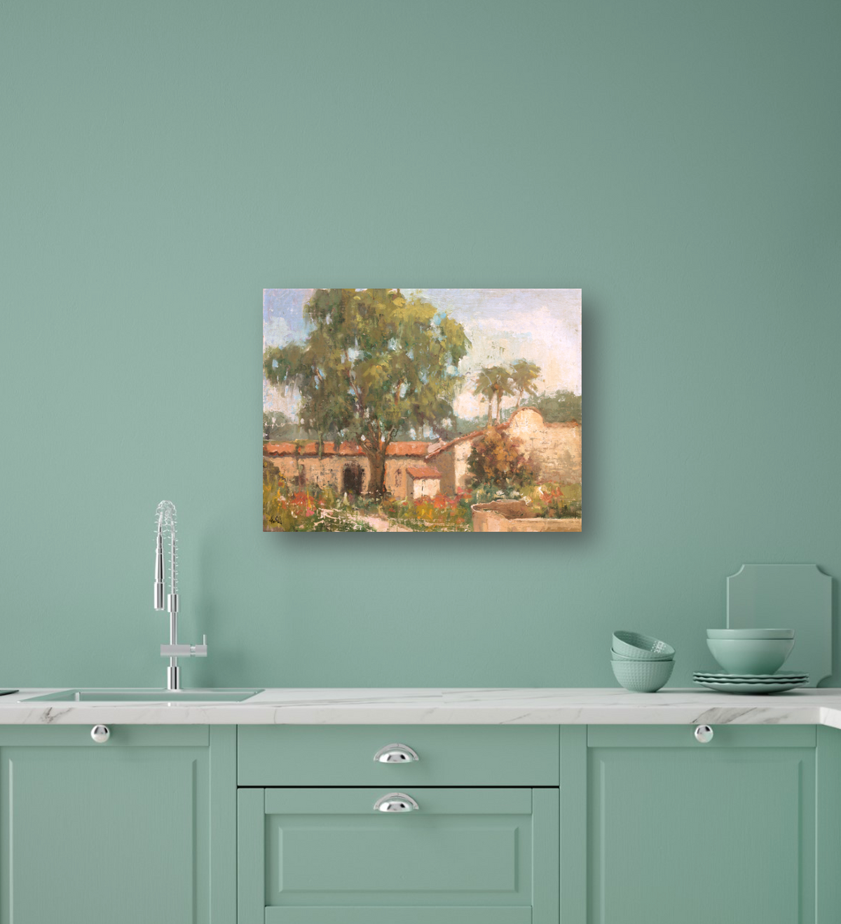 Vintage Spanish Villa Artist Enhanced Canvas Print by John Beard Collection - product image 4 for Resin Society