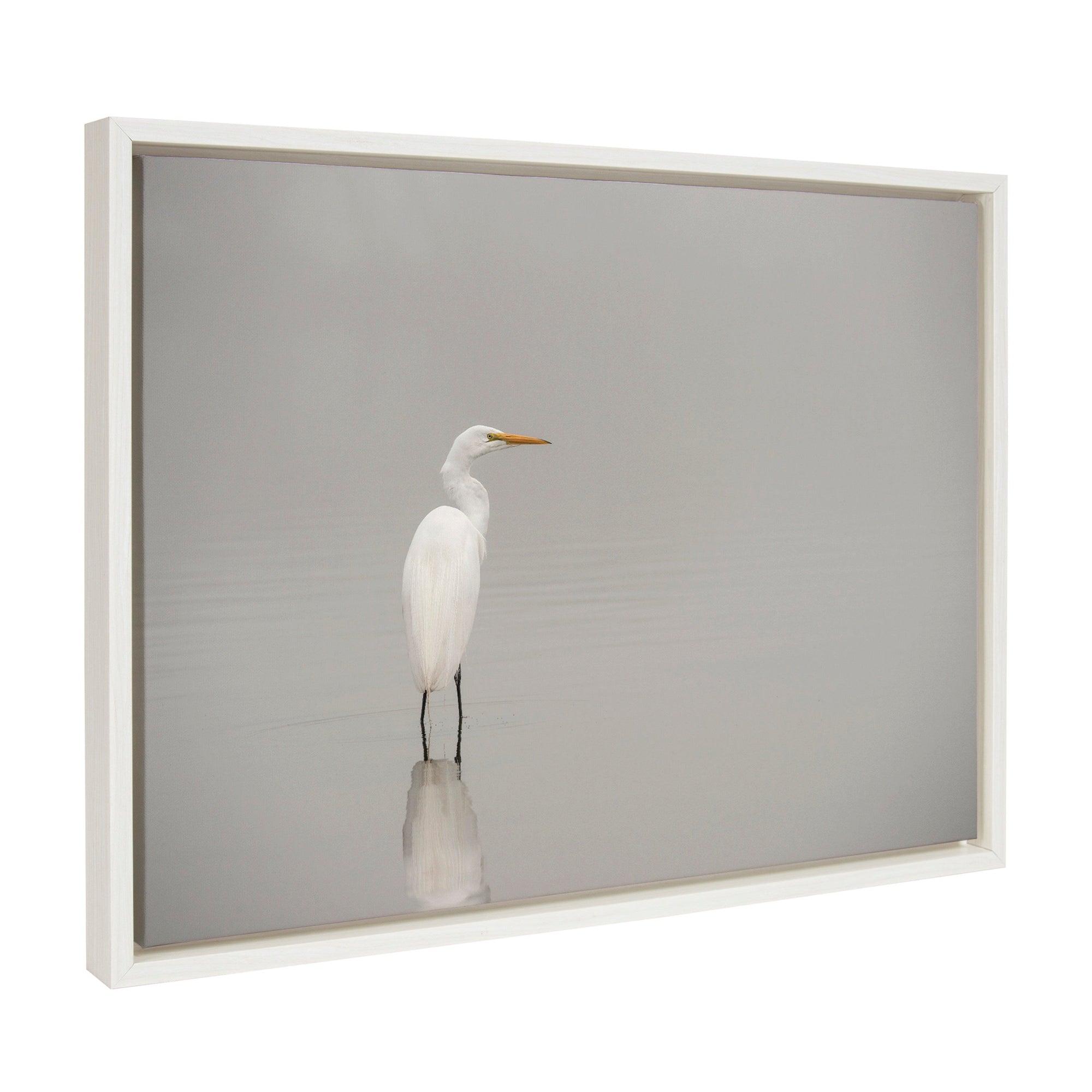 Sylvie Great White Egret Framed Canvas by kateandlaurel - main product image for Resin Society