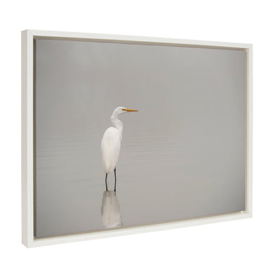 Sylvie Great White Egret Framed Canvas by kateandlaurel - main product image for Resin Society