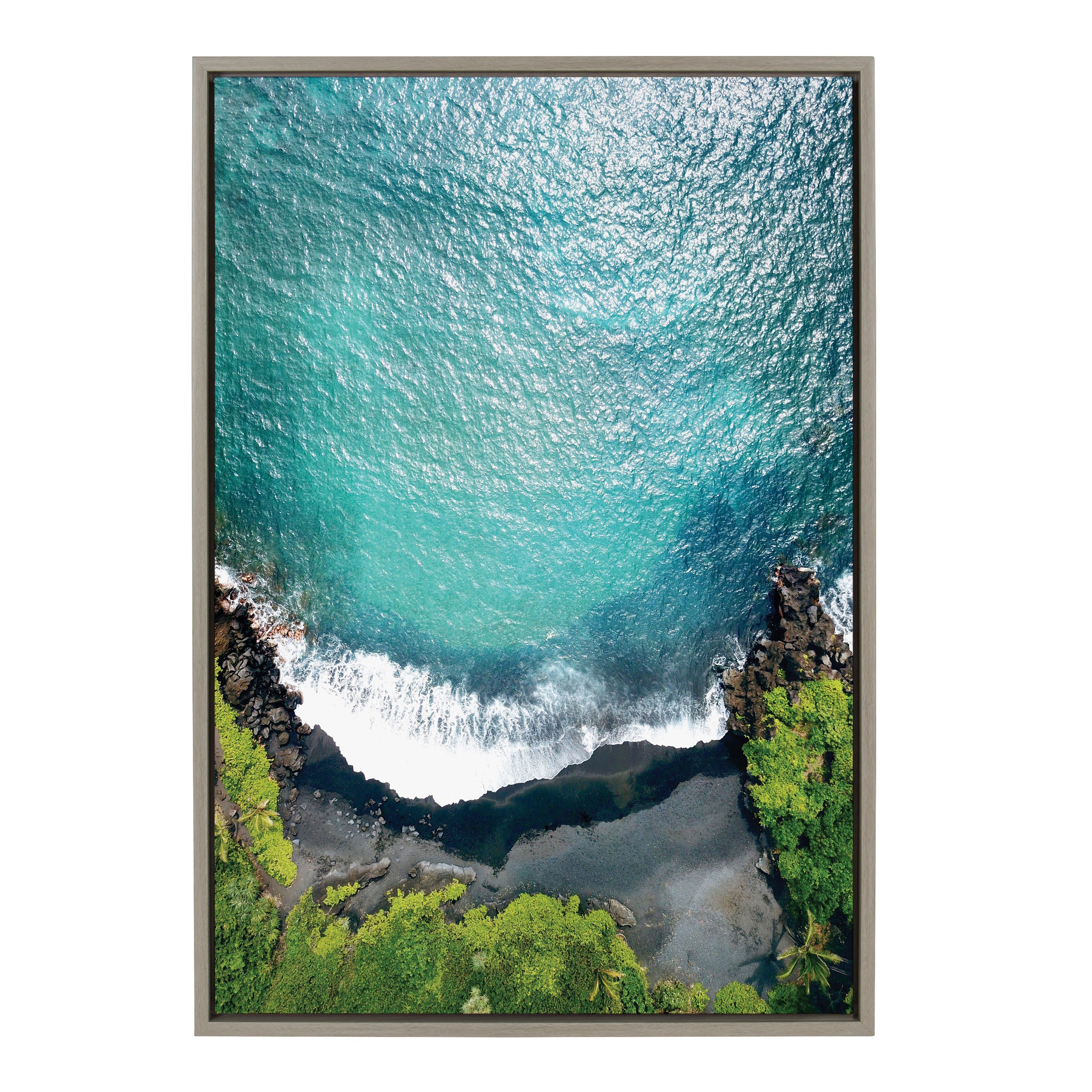 Sylvie Maui Black Sand Beach 1 Framed Canvas by Rachel Bolgov by kateandlaurel - product image 20 for Resin Society