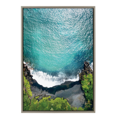 Sylvie Maui Black Sand Beach 1 Framed Canvas by Rachel Bolgov by kateandlaurel - product image 20 for Resin Society
