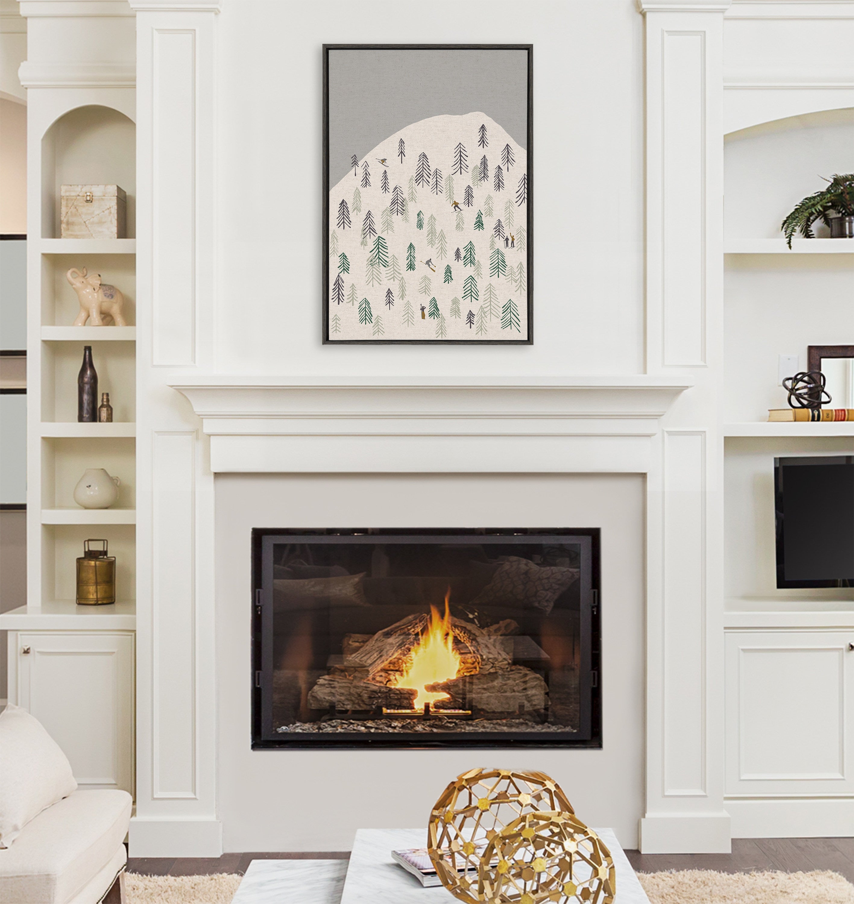 Sylvie New Nostalgia Skiers Framed Canvas by Hannah Beisang