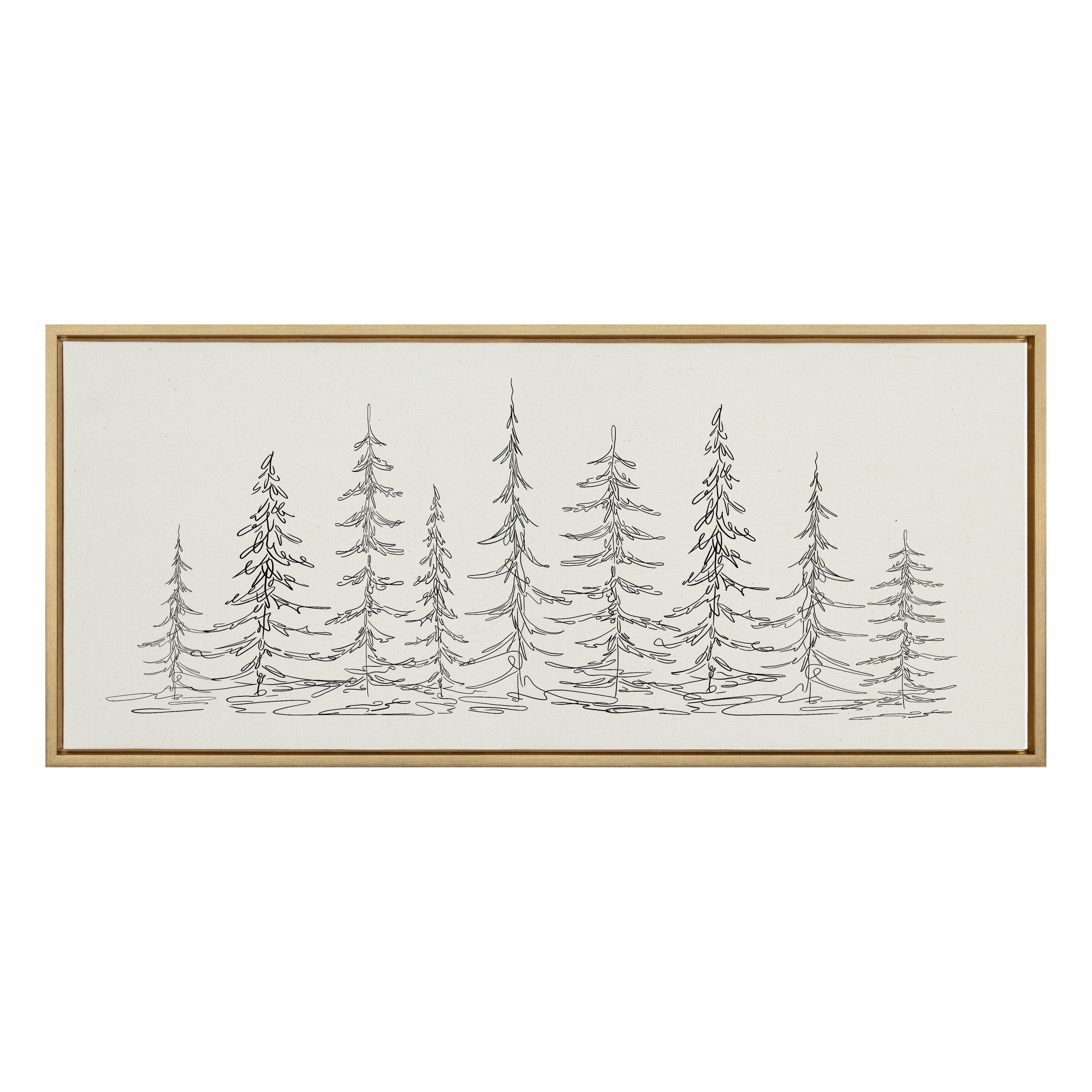 Sylvie Minimalist Evergreen Trees Sketch Framed Canvas