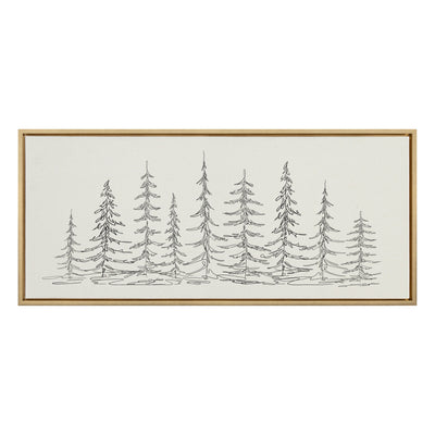 Sylvie Minimalist Evergreen Trees Sketch Framed Canvas