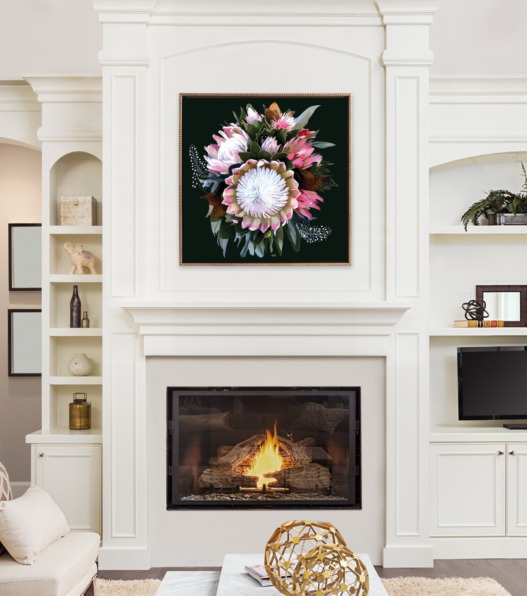 Sylvie Beaded Peninsula Wild Flower Framed Canvas by Inkheart Designs