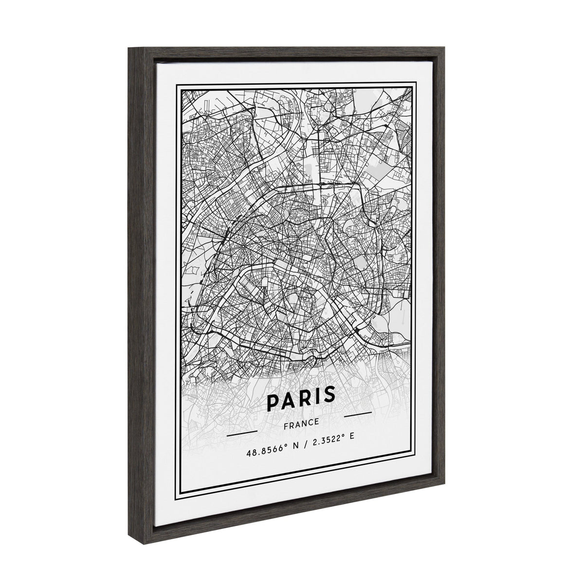 Sylvie Paris Modern Map Framed Canvas by kateandlaurel - product image 2 for Resin Society
