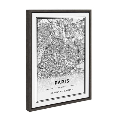 Sylvie Paris Modern Map Framed Canvas by kateandlaurel - product image 2 for Resin Society