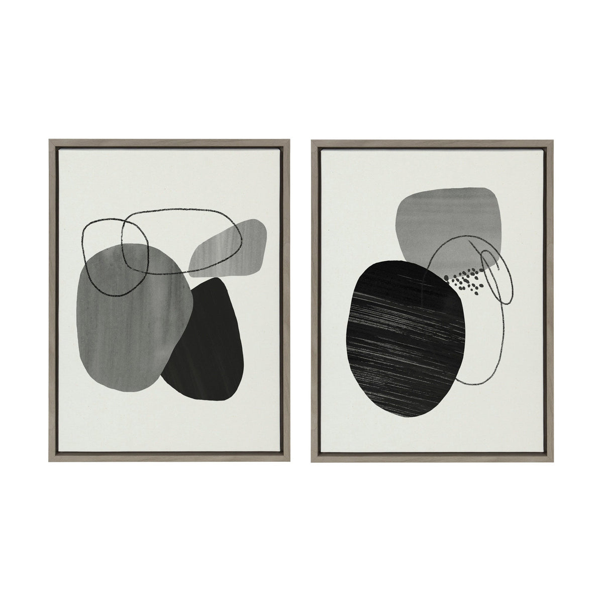 Sylvie 863 Abstract Rocks and 864 On The Rocks Framed Canvas Set by kateandlaurel - main product image for Resin Society