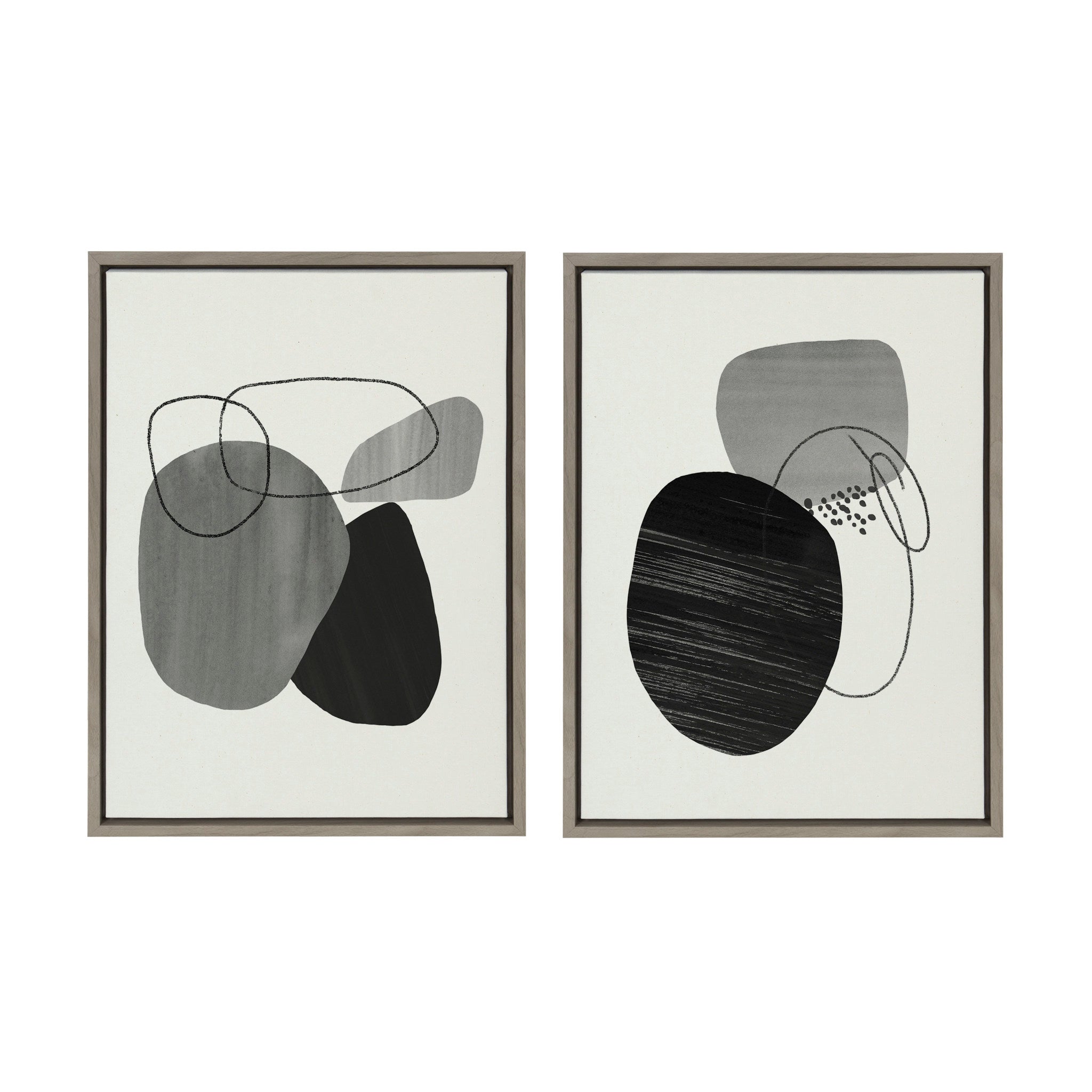 Sylvie 863 Abstract Rocks and 864 On The Rocks Framed Canvas Set by kateandlaurel - main product image for Resin Society