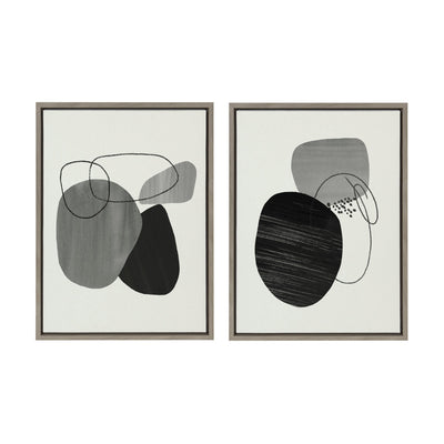 Sylvie 863 Abstract Rocks and 864 On The Rocks Framed Canvas Set by kateandlaurel - main product image for Resin Society