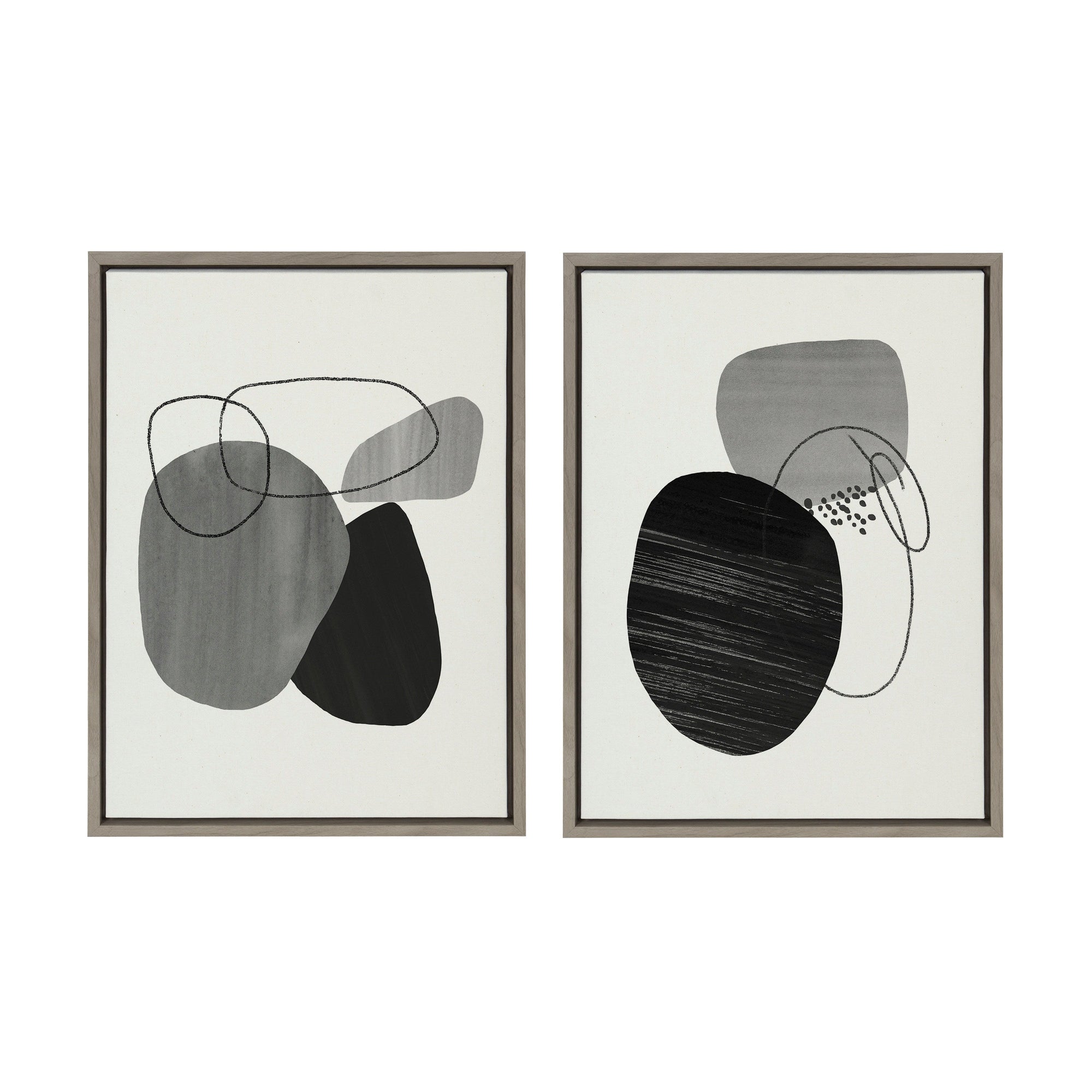 Sylvie 863 Abstract Rocks and 864 On The Rocks Framed Canvas Set by kateandlaurel - product image 10 for Resin Society