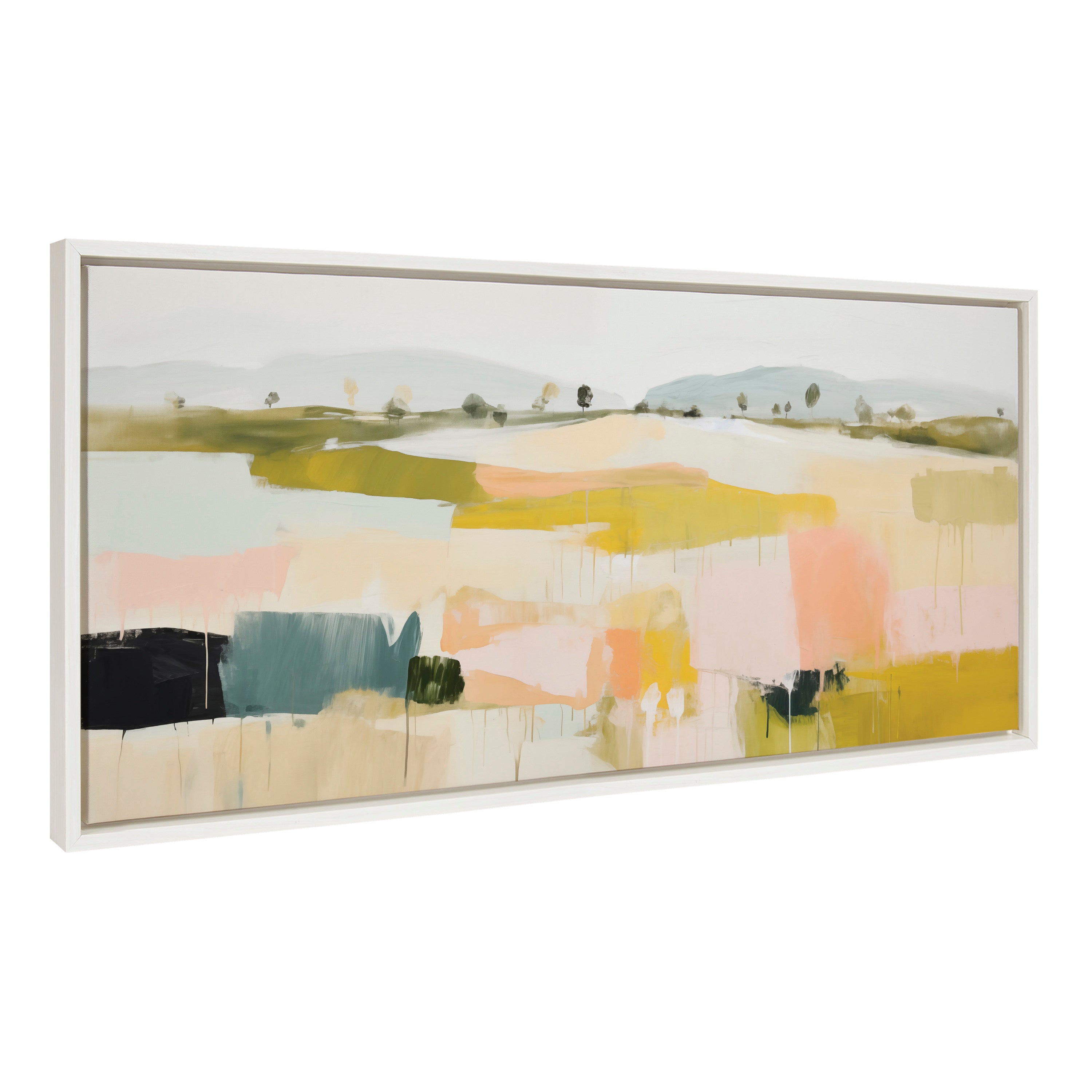 Framed canvas art 'Sylvie Quaint Vista I' by Amy Lighthall showing abstract landscape with soft hues and minimalist brushstrokes