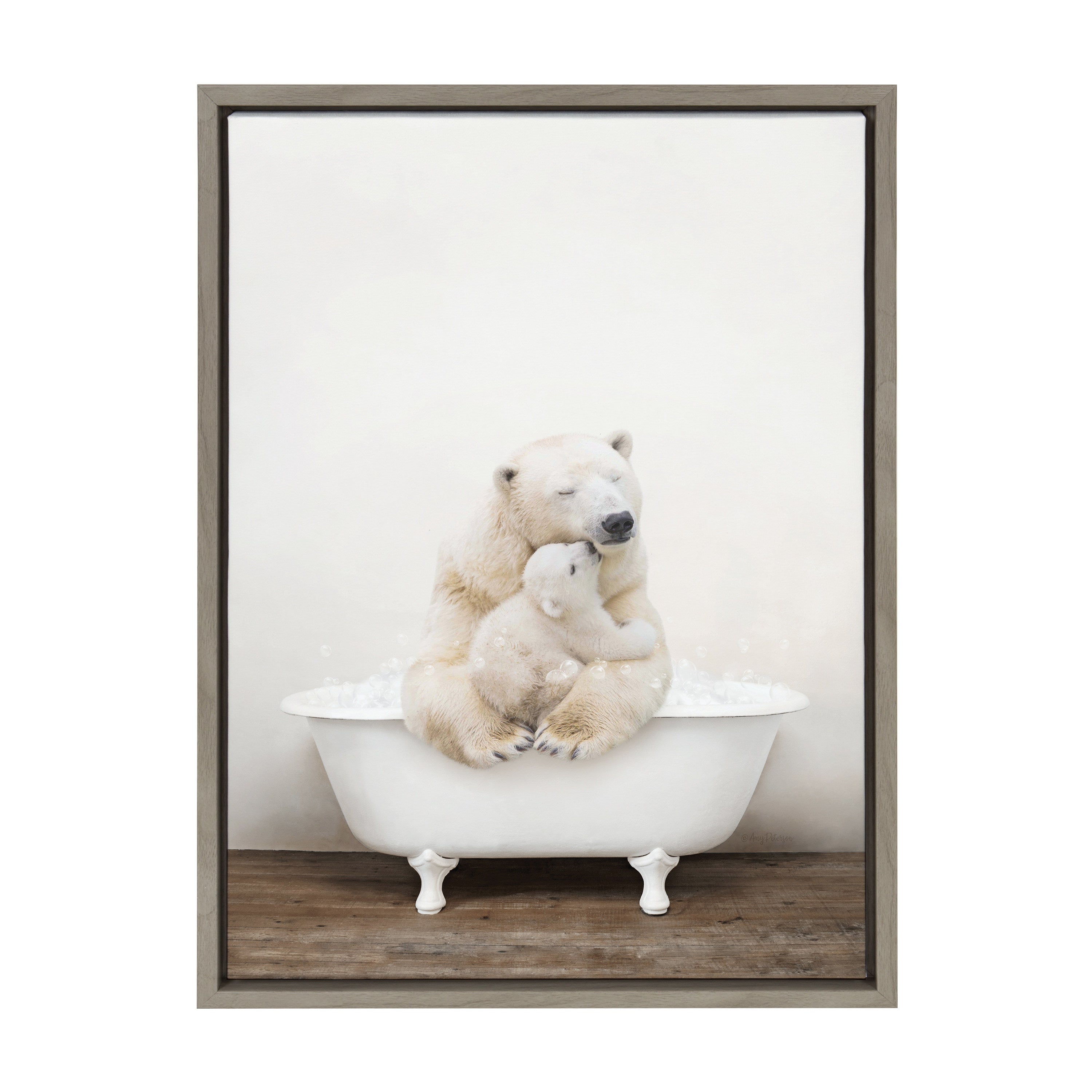 Sylvie Mother and Baby Polar Bear in Rustic Bath Framed Canvas by kateandlaurel - product image 14 for Resin Society
