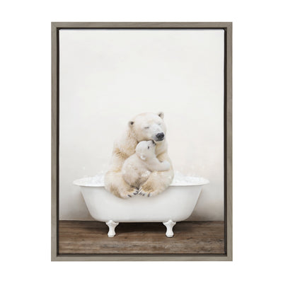 Sylvie Mother and Baby Polar Bear in Rustic Bath Framed Canvas by kateandlaurel - product image 14 for Resin Society