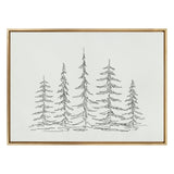 Sylvie Minimalist Evergreen Trees Sketch Framed Canvas