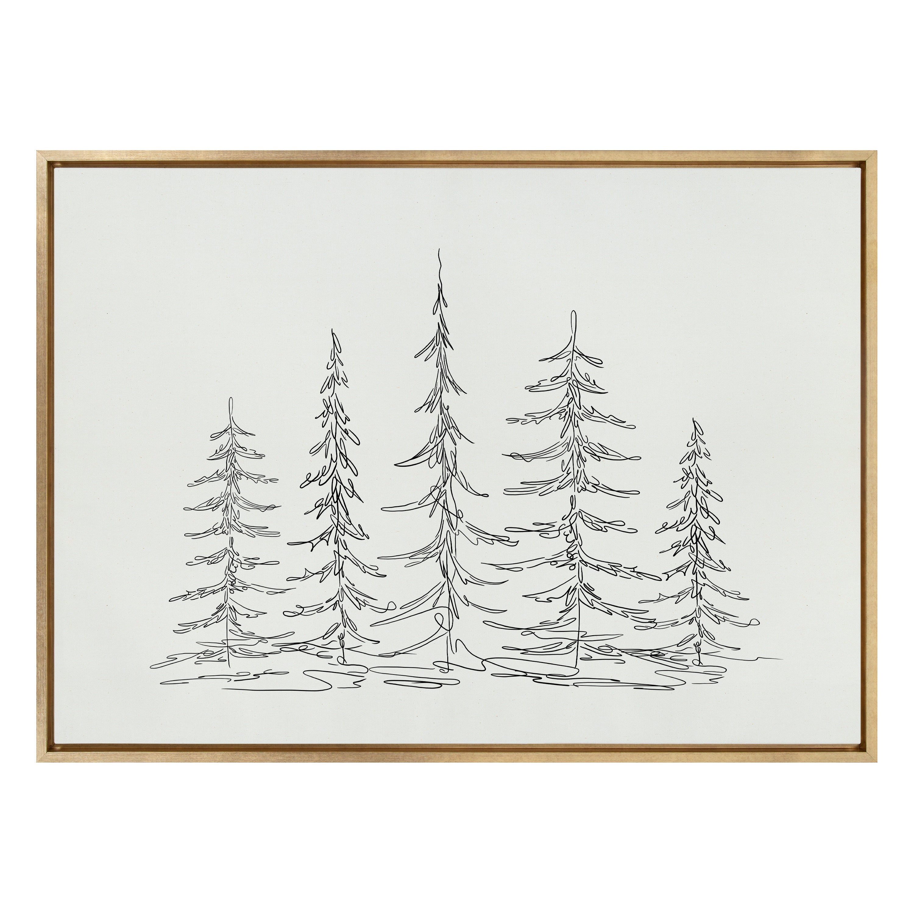 Sylvie Minimalist Evergreen Trees Sketch Framed Canvas