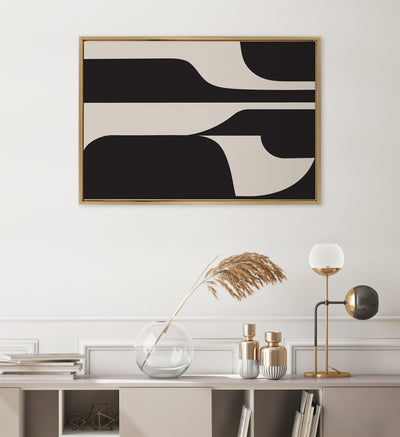 Sylvie Eye Catching Sleek Abstract 6 Black and Beige Framed Canvas by kateandlaurel - product image 10 for Resin Society