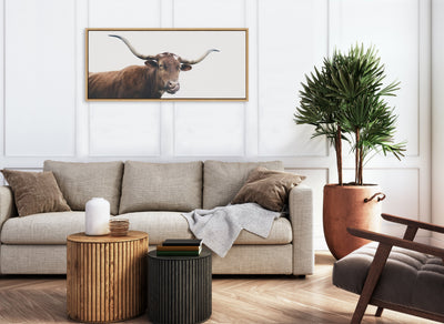 Sylvie Texas Longhorn Cow Lick Framed Canvas by kateandlaurel - product image 10 for Resin Society