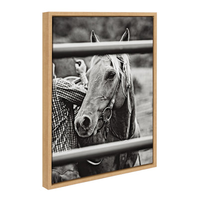 Sylvie Photo Saddling Horse Framed Canvas by The Whiskey Ginger