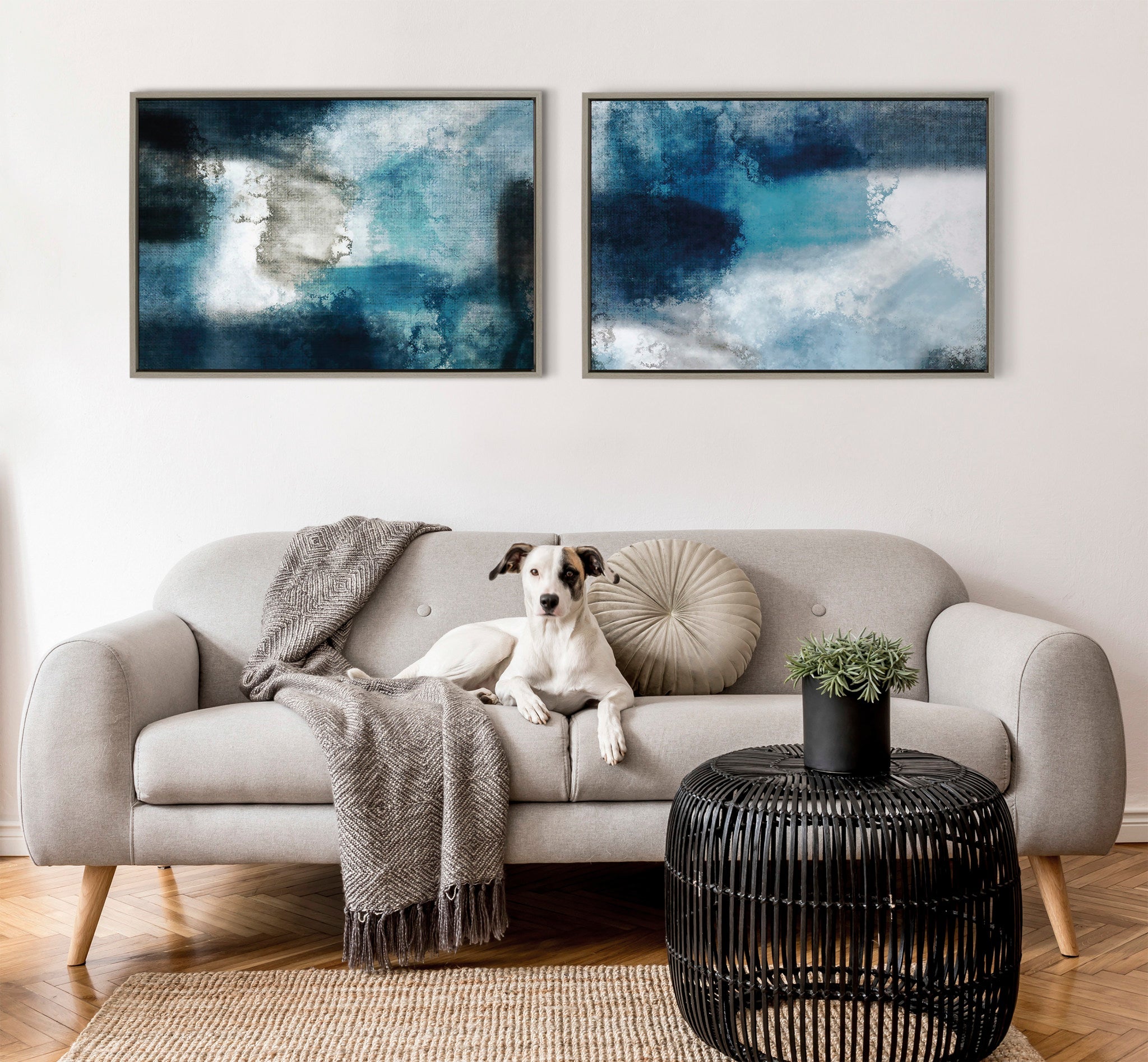Sylvie Aqua Abstract 2 Framed Canvas by kateandlaurel - product image 8 for Resin Society