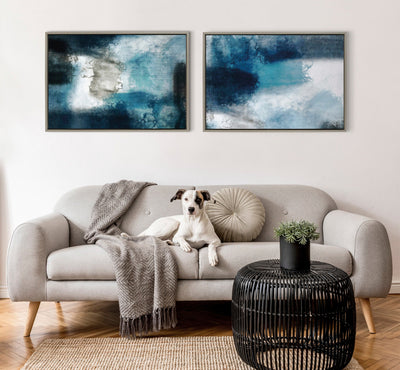 Sylvie Aqua Abstract 2 Framed Canvas by kateandlaurel - product image 8 for Resin Society