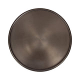 Round dark bronze metal table or plant stand top with a subtle brushed finish and slightly raised edge