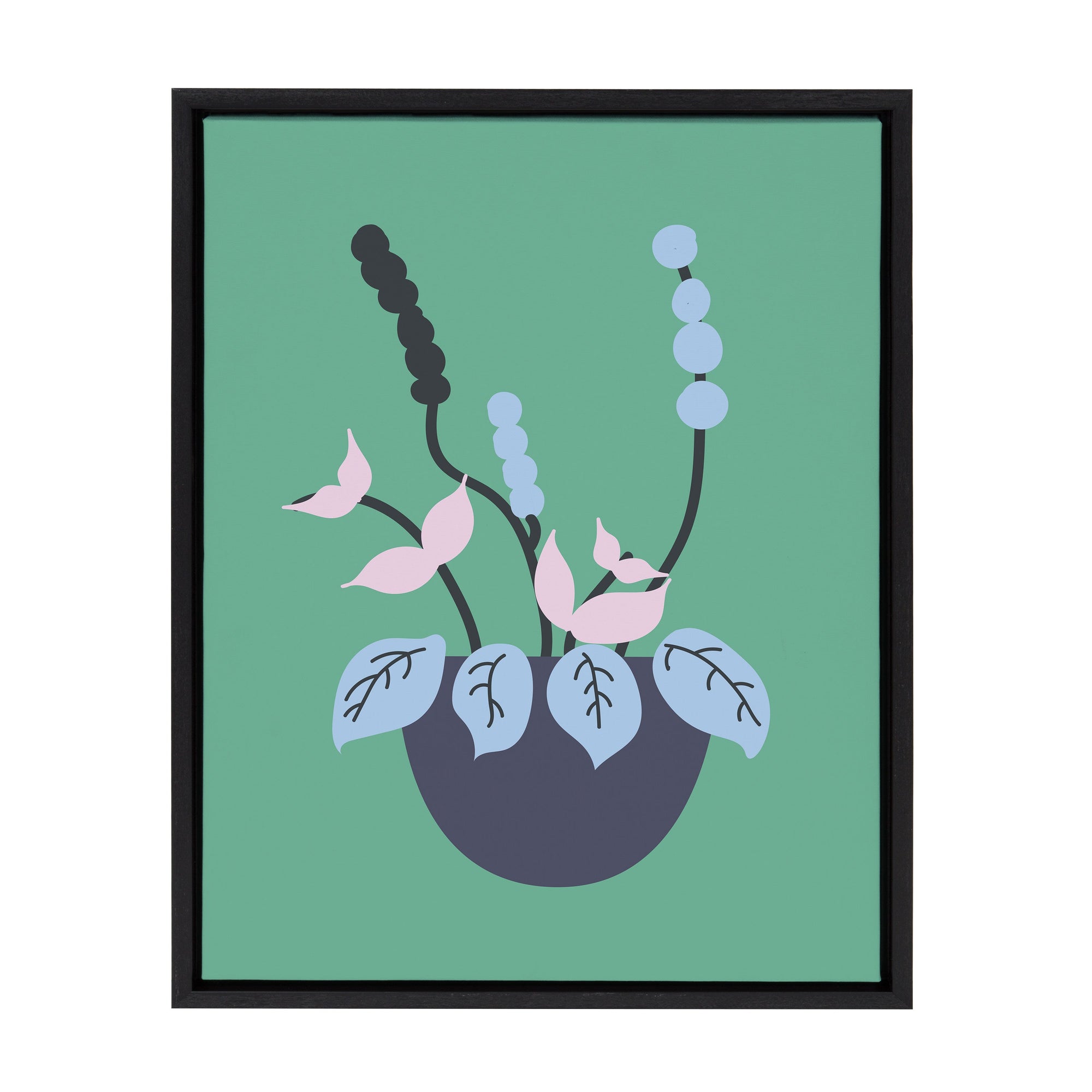 Sylvie Abstract Florals Green Framed Canvas by kateandlaurel - product image 10 for Resin Society