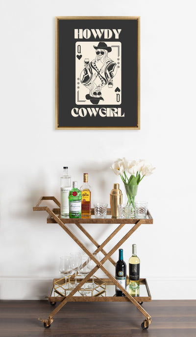 Sylvie Howdy Cowgirl Queen Framed Canvas by Honey Island Studio
