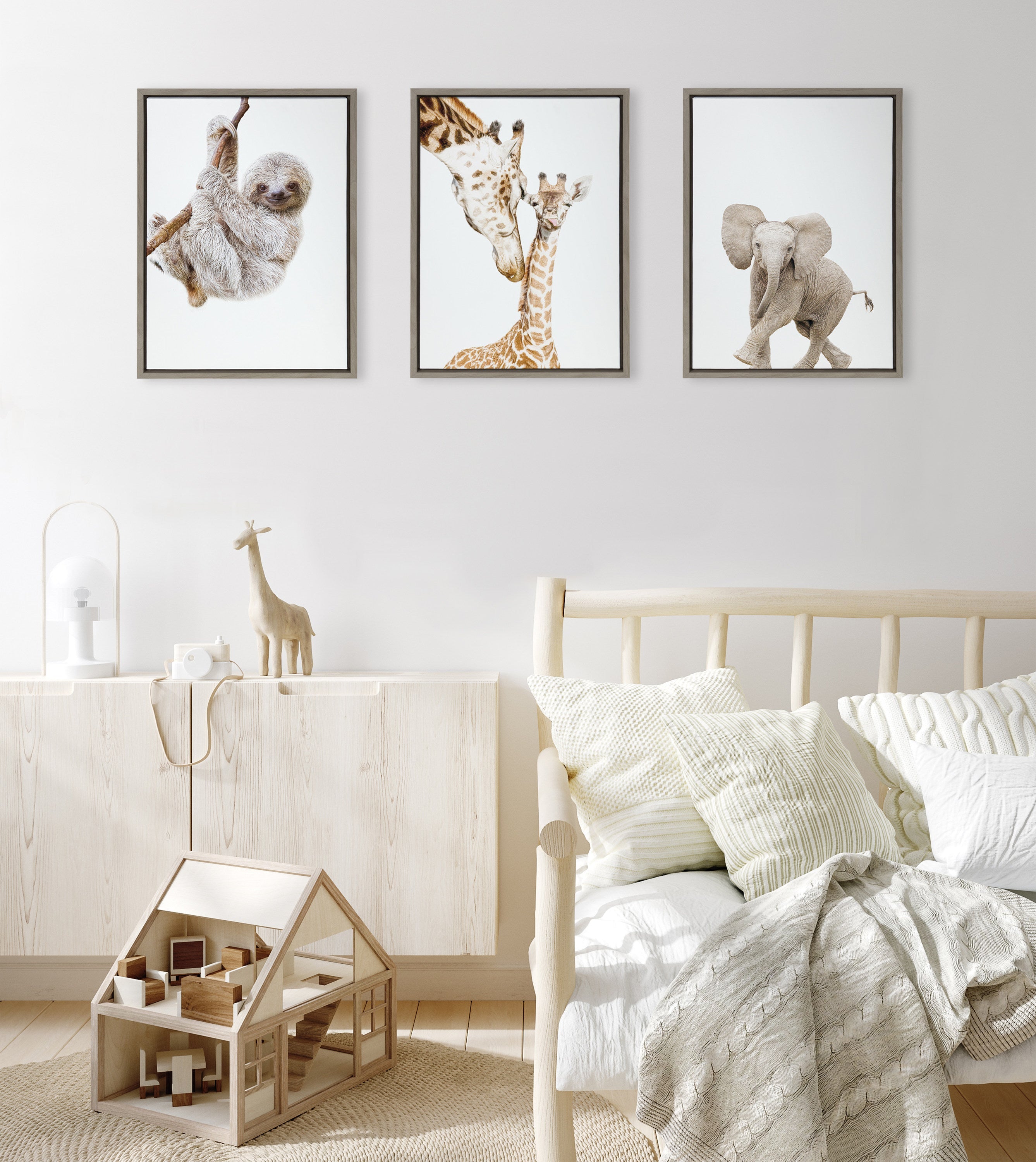 Sylvie Baby Elephant Walk Framed Canvas by Amy Peterson Art Studio