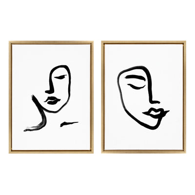 Sylvie Woman Face Art and Face Line Print Framed Canvas Art Set by Viola Kreczmer