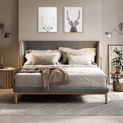 Sylvie The Red Deer BW Framed Canvas by Simon Te of Tai Prints