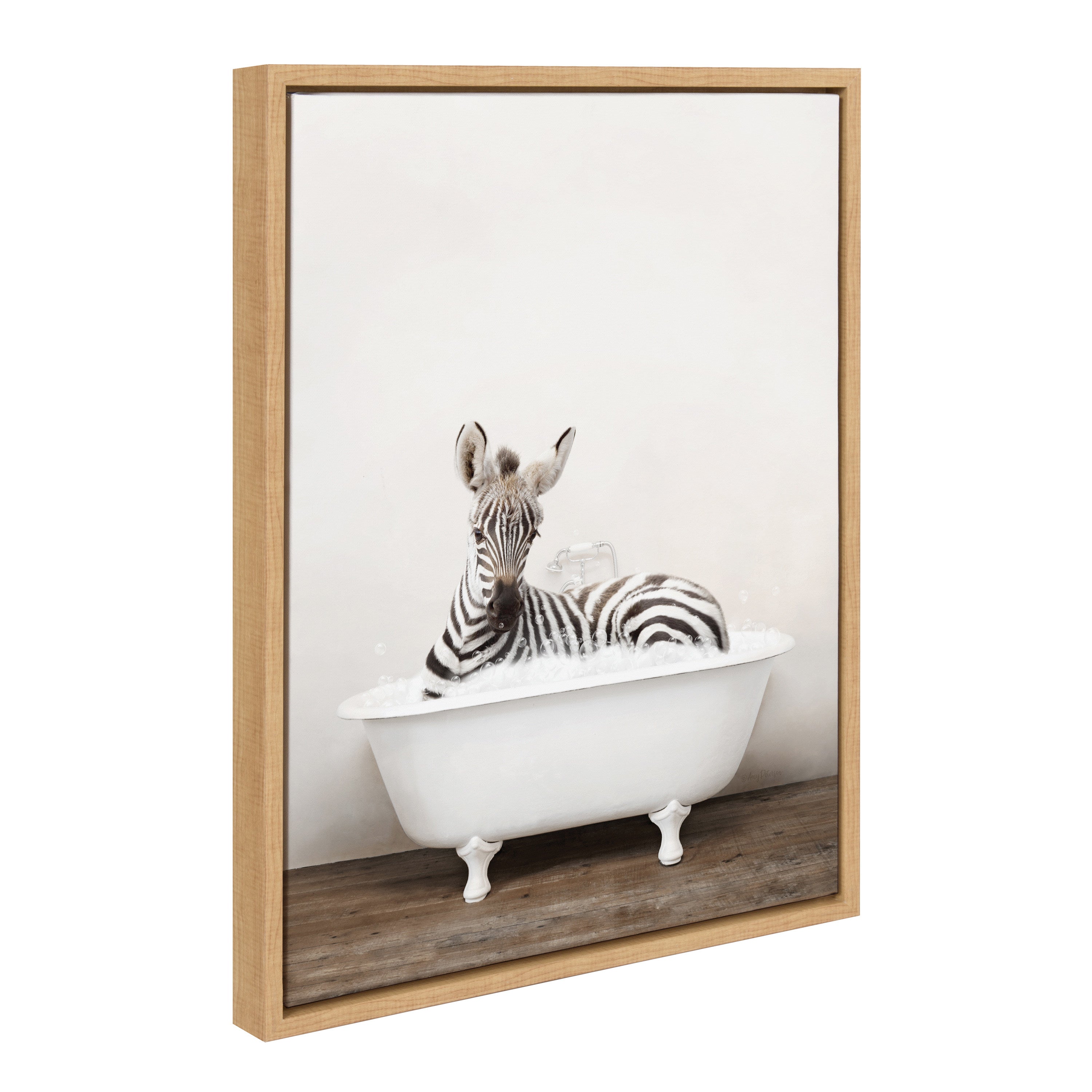 Sylvie Baby Zebra in Rustic Bath Framed Canvas by kateandlaurel - product image 7 for Resin Society