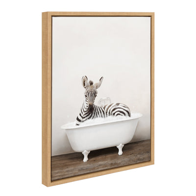 Sylvie Baby Zebra in Rustic Bath Framed Canvas by kateandlaurel - product image 7 for Resin Society
