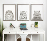 Sylvie Lion Framed Canvas by Simon Te Tai