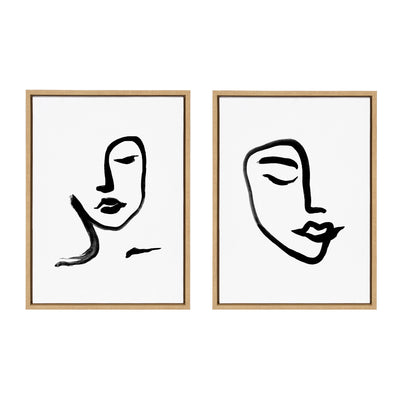 Sylvie Woman Face Art and Face Line Print Framed Canvas Art Set by Viola Kreczmer
