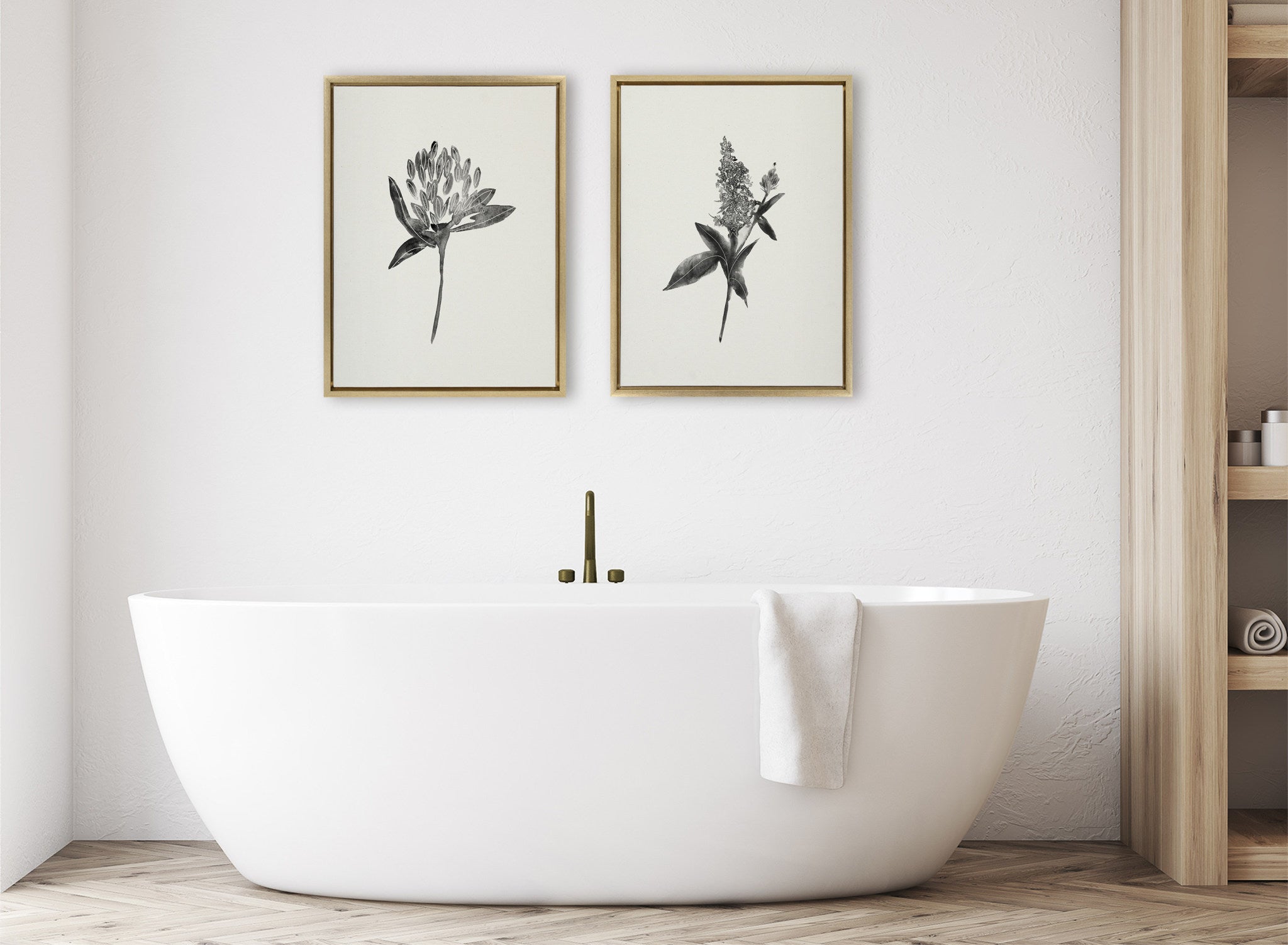 Sylvie Vintage Botanical 1 and 2 Framed Canvas by kateandlaurel - product image 6 for Resin Society