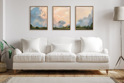 Sylvie Clouds Triptych Framed Canvas Art Set by Mary Sparrow
