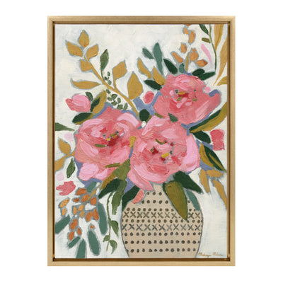 Sylvie Three Pink Peonies Framed Canvas by Mackenzie Nelson