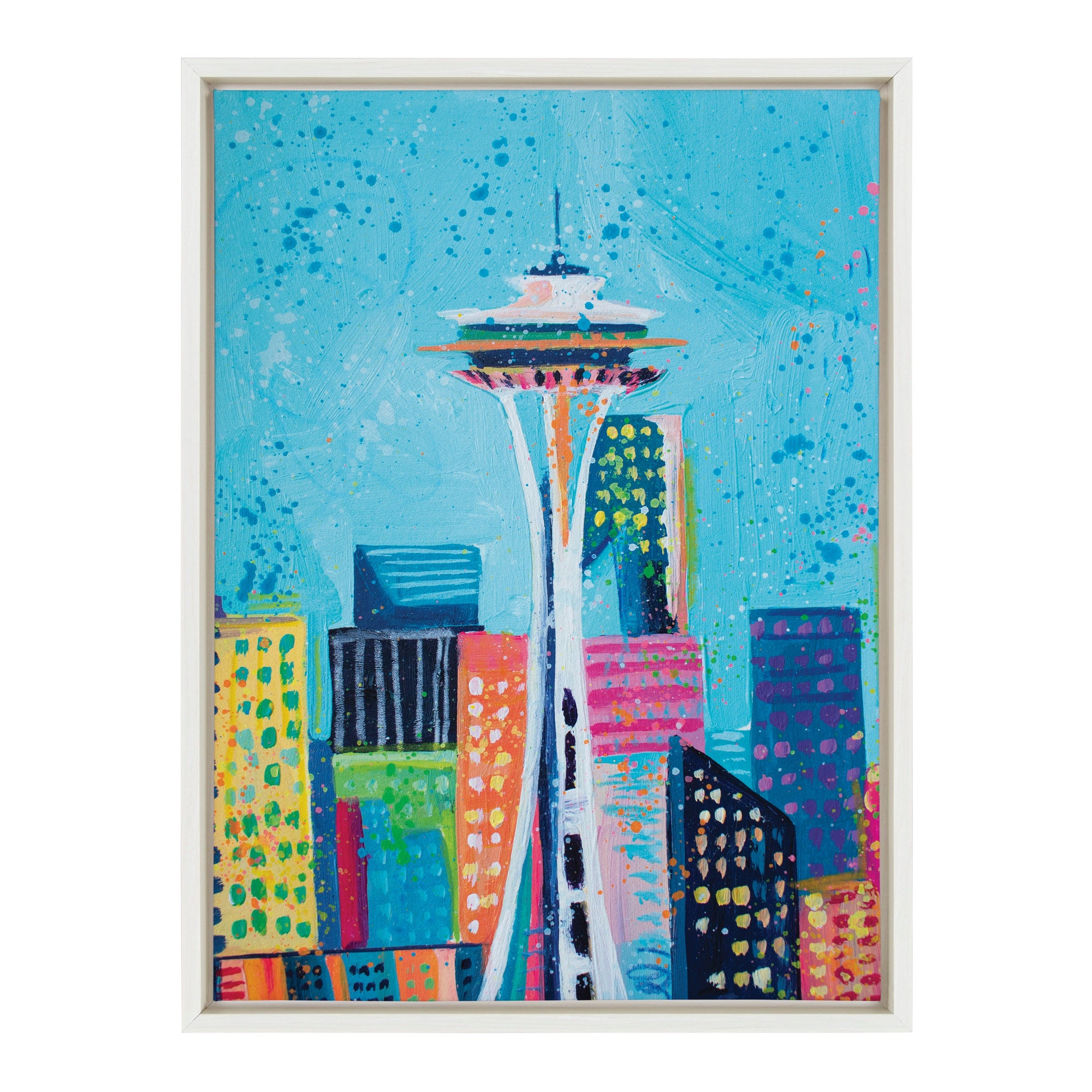 Sylvie Seattle Space Needle Framed Canvas by Rachel Christopoulos by kateandlaurel - product image 7 for Resin Society