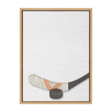 Sylvie Hockey Stick and Puck Framed Canvas, Natural 18x24 by kateandlaurel - main product image for Resin Society