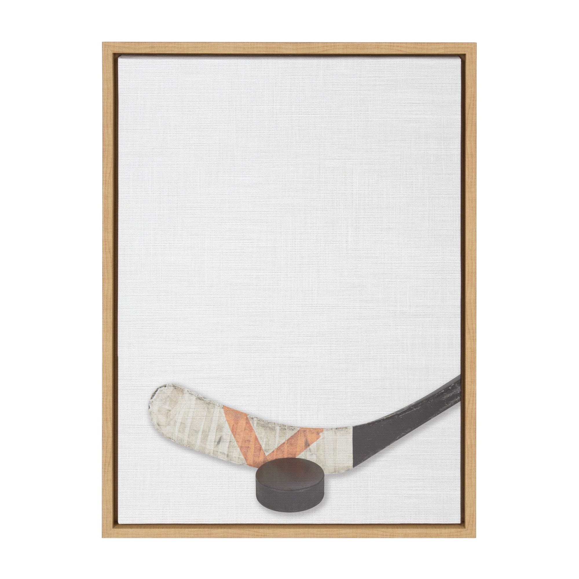 Sylvie Hockey Stick and Puck Framed Canvas, Natural 18x24 by kateandlaurel - main product image for Resin Society