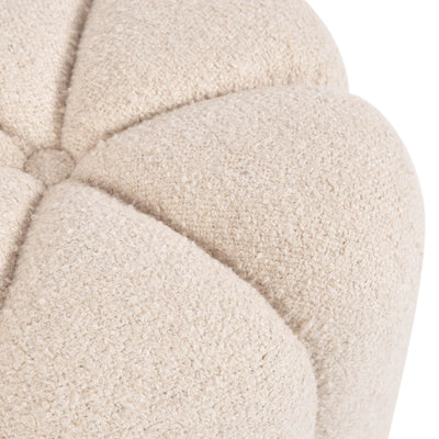 Lucida Round Tufted Ottoman Fabric and Wood