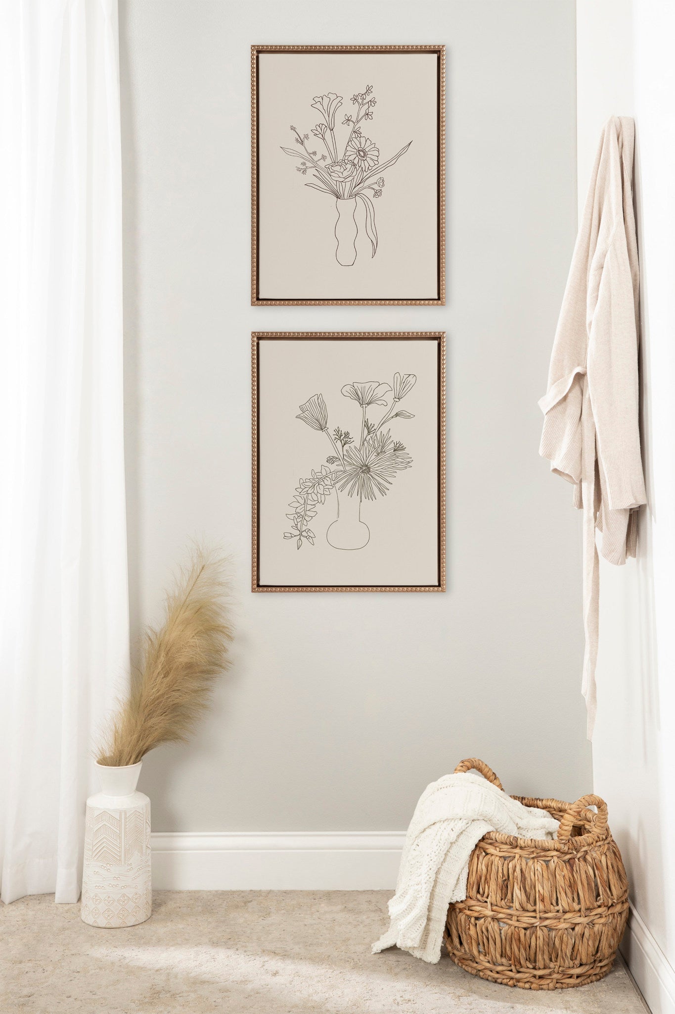 Sylvie Beaded Floral Study 1 and Floral Study 2 Framed Canvas Art Set by Kate Aurelia Holloway