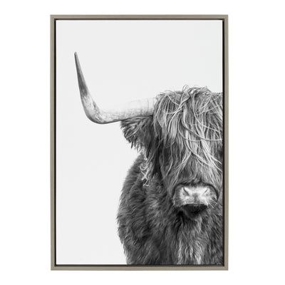 Sylvie B&W Highland Cow No. 1 Framed Canvas by Amy Peterson Art Studio