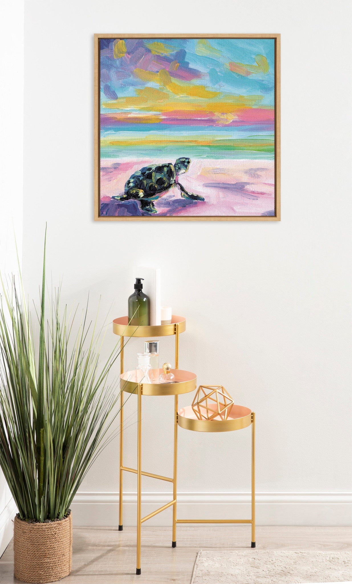 Sylvie Sunset Sea Turtle Framed Canvas by Rachel Christopoulos by kateandlaurel - product image 6 for Resin Society