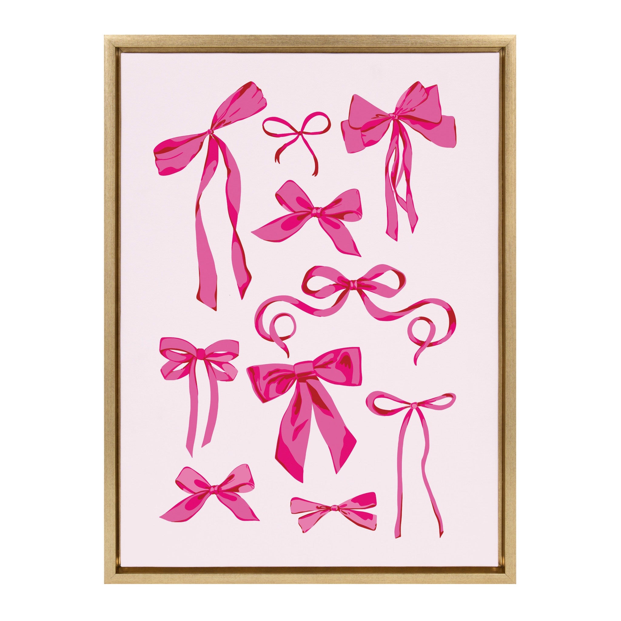Sylvie Pink Bows Framed Canvas by Honey Island Studio