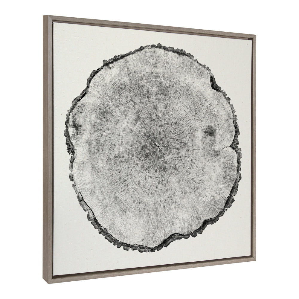 Sylvie Tree Rings Linen Framed Canvas by kateandlaurel - main product image for Resin Society