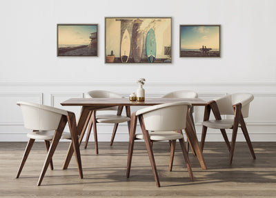 Sylvie House on Beach, Surfboards and Surfers Framed Canvas Art Set by Saint and Sailor Studios