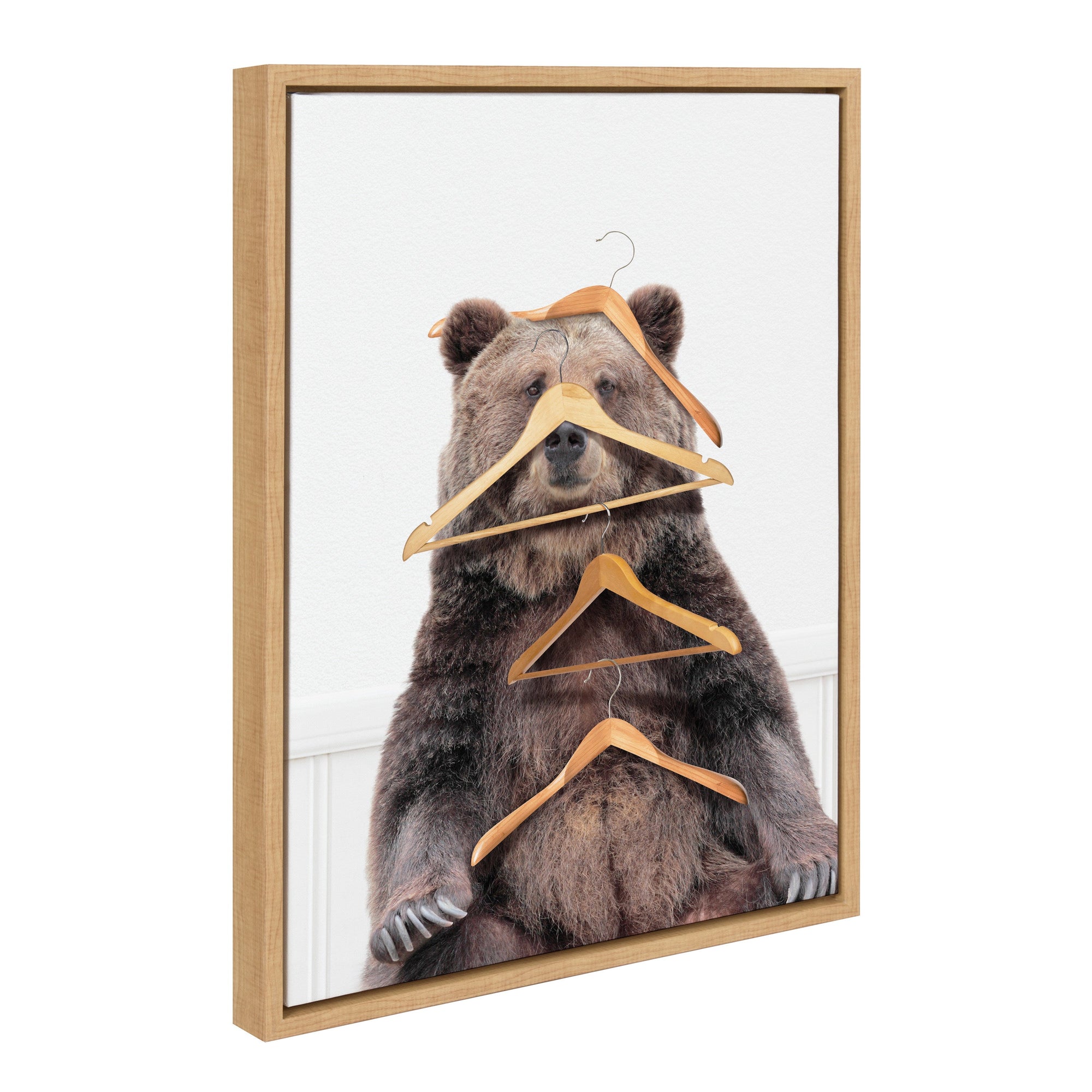 Sylvie Lets Hang Out Bear Framed Canvas by kateandlaurel - main product image for Resin Society