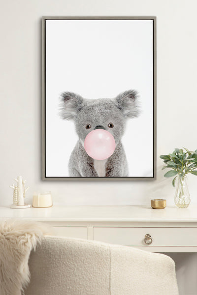 Sylvie Bubble Gum Koala Framed Canvas by Amy Peterson Art Studio by kateandlaurel - product image 11 for Resin Society